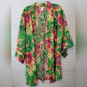 Panama Jack Tropical Floral Kimono Jacket Swim Cover Up, Small, NWT